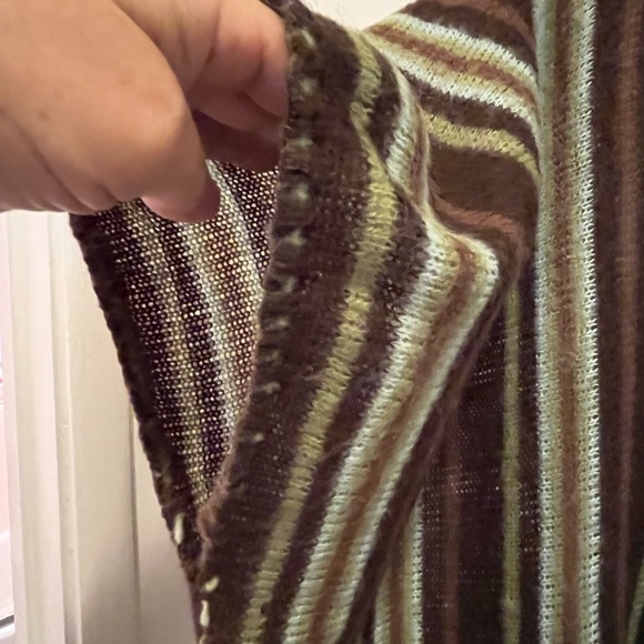 Handmade by Seller Poncho, Kimono One Size Fits Most Green, Brown Stripe - Picture 6 of 11